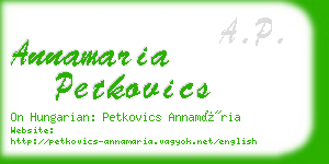 annamaria petkovics business card